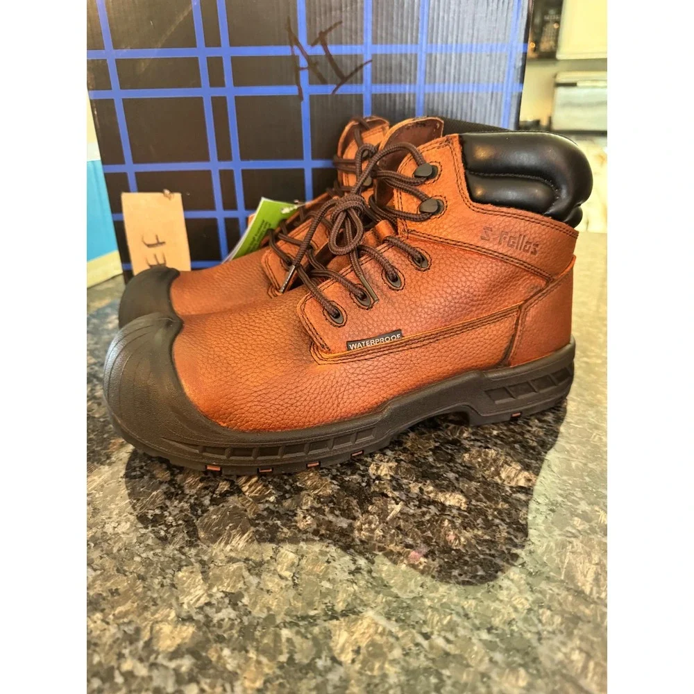 5 Fellas Vulcan Comp‎ Toe PR Brown Leather Waterproof Work Boots Mens 11 6100